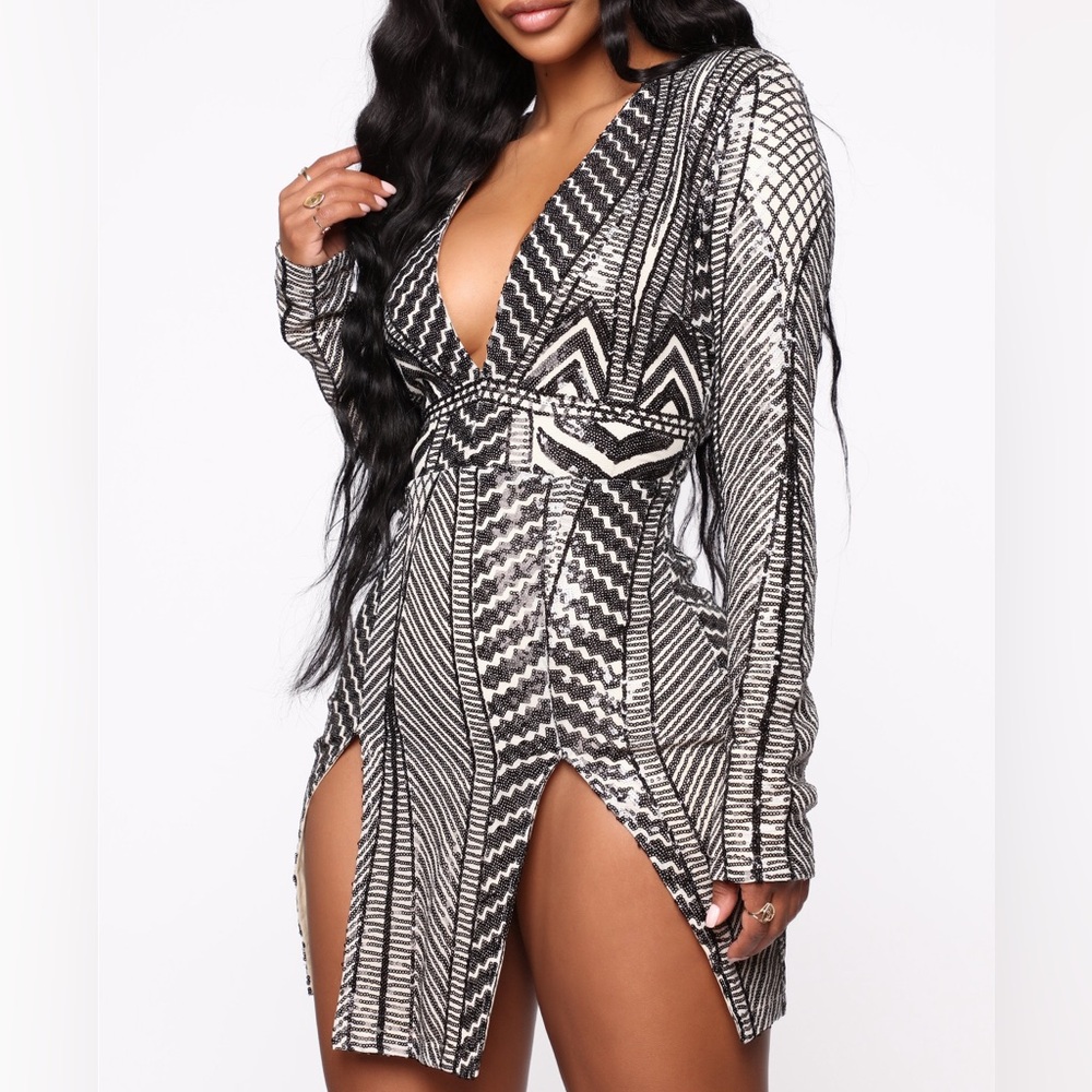 FASHION NOVA Perfectly split sequin mini dress